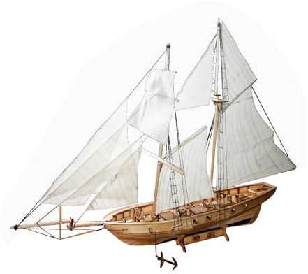 1:130 DIY Sailing Boat Kit DIY Hobby Wooden Ship Science Equipmen Assembly Model Classical Wooden Sailing Boats Scale Model Decoration for Teenager Adults Home Office Decoration Gift