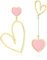 Linawe Herz Ohrringe Pink Schmuck, Ohrringe Gold Hängend, Hängeohrringe Ohrhänger Edelstahl Ohrringe Damen, Damenohrringe Grosse Lover Ohrringe, Statement Goldene Ohringe