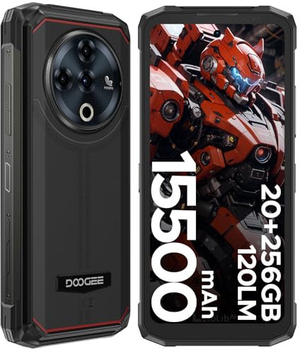 DOOGEE Fire6 Power 15500mAh Rugged Smartphone, 120LM Dual Light Flashlight, 20GB+256GB/2TB, 33W Charge, 6.56 Android 14 Rugged Phone, 50MP, 4G Dual SIM Android Phone, 3 Card Slots, 18W OTG/NFC/GPS
