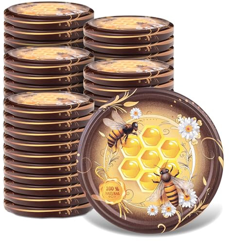 KADAX Schraubdeckel fi82 mm x 50st, Twist-Off-Deckel Set aus Metall, Ersatzdeckel für Einmachgläser, Deckel mit 6 Einrastzähnen fürsturzgläser und Einmachgläser (Honigtauhonig, 50stück)