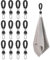 ROOMHUAWAY 12 Stück Handtuchklammern, Aufhänger für Handtücher, Handtuch Aufhänger - Handtuchaufhänger Ohne Nähen für Wohnküchen, Handtuch Klammern, Handtuchclips mit Schlaufen (black)