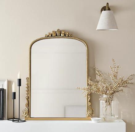 Biznest 53.8X65Cm Gold Tone Antique Mirror Wall Mirror For Living Room Bedroom Hallway Home Decor Birthday House Warming