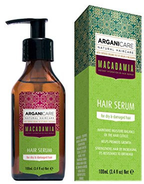 Arganicare Macadamia-Serie | reparierendes Serum | Mit Bio-Macadamia-Öl | beschleunigt das Wachstum | Stärkt & verleiht Widerstandskraft gegen Haarausfall | trockenes und geschädigtes Haar | 100 ml