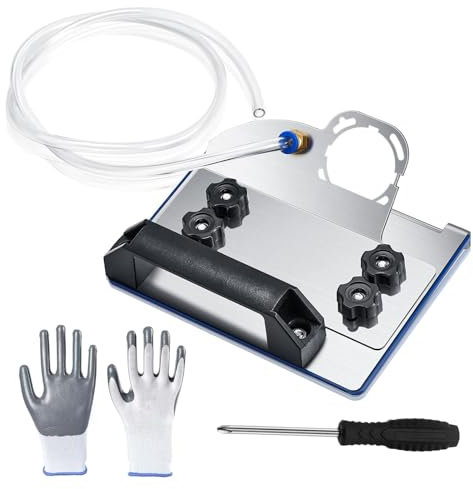 Winkelschleiferständer für Fliesen 45° Fasenschneiden, Winkelschleifer-Zubehör, Spezielle Schneidhalterung mit Schlauch Schraubendreher und Handschuhen (Silber, Medium)