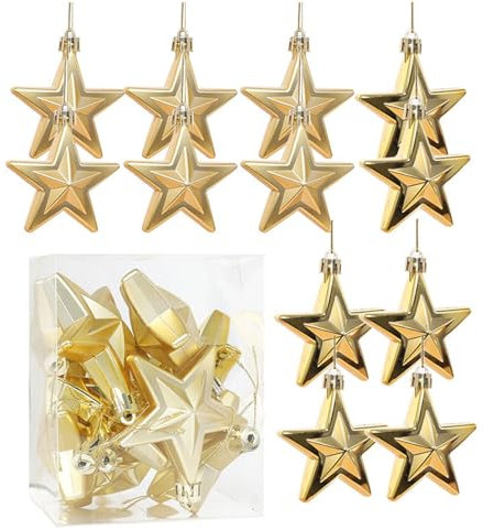 NZDFH Weihnachtskugeln Set 8pcs Sterne Weihnachtskugeln Gold Weihnachtsdeko Weihnachtsbaum Deko Weihnachtsbaum Kugeln Set Weihnachtskugeln Plastik Weihnachtsbaumschmuck