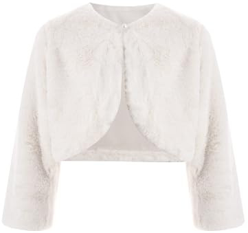 Miaeowve Enfant Fille Boléro Princesse Mariage en Faux Fourrure Cardigan Manches Longues Cache-Nez d'hiver Veste Chaude Courte Manteau pour Robe Soirée Fête
