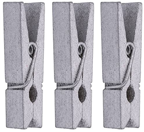 Lot de 50 mini pinces à linge en bois argentées de 3,5 cm pour accrocher des photos, des cartes, des fournitures de lavage et d'art – Épingles en bois pour vêtements, linge, artisanat, mariage,