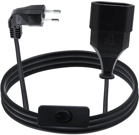LANMINGLEL Câble d'extension Prise Euro 90 degrés avec Interrupteur, câble d'extension Prise Courte de Type C Prise Euro sur Type C Euro,2,5A 250V pour TV, Ordinateur, Moniteur, électroménager