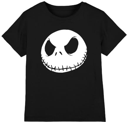 The Nightmare Before Christmas Boy's Jack Face Black Unisex Kids T Shirt T-Shirt