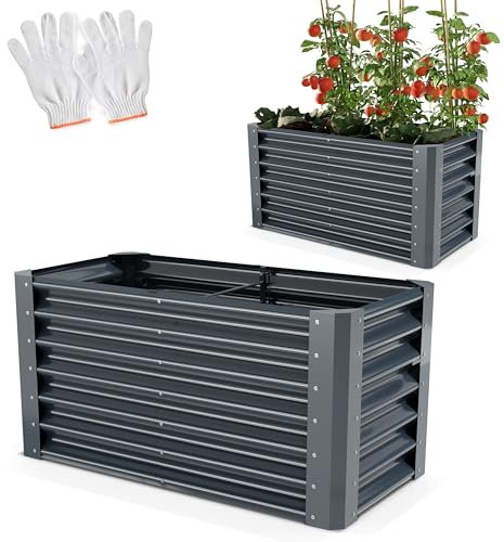 Onbest Metall Hochbeet - XXL Gemüsebeet/Kräutergarten aus Stahl - stabil, wetterfest & pflegeleicht - Hochbeete-Kit - Ideal für Kräuter aus dem Garten, Terrasse/Balkon (Anthrazit, 120x60x60cm)