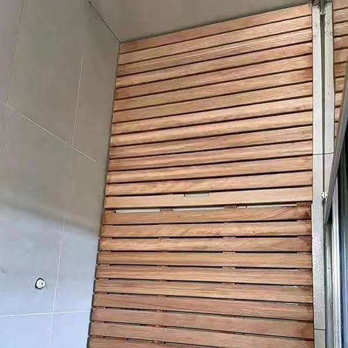 Rutschfeste Teak-Bad-Duschmatte, 90 x 90 cm, wasserdichte Holzbodenmatte für Küche, Spa, Innen- und Außenbereich, schnell trocknend und bequem, robust und langlebig (89,9 x 89,9 cm)