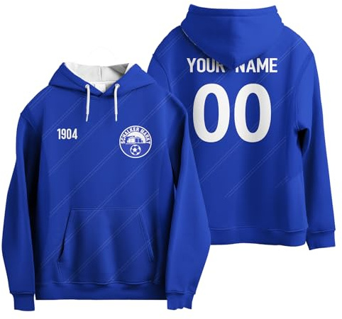 WeiaiziY Personalisierter Hoodie Jungen Pullover Langarm Sweatjacke Kinder Kapuzenpullover mit Tasche,Personalisiertes Geschenke für Jungs Herren (Fußballfans)