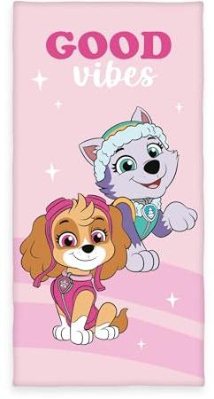 Herding Paw Patrol Badetuch, ca. 70x140 cm, 100% Baumwolle/Velours, Rosa