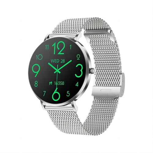 FOGOIN Mivora Smartwatch Damen Eleganza Pro - Elegante Edelstahl Smartwatch für Frauen mit Schlafanalyse, Bluetooth Anruf & Benachrichtigungen, Fitness Tracker (Silber)