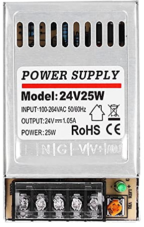 Controlador de Fuente de alimentación conmutada 25W DC 24V 1.05A Diseño Compacto de aleación de Aluminio para Equipos de monitoreo y automatización Industrial