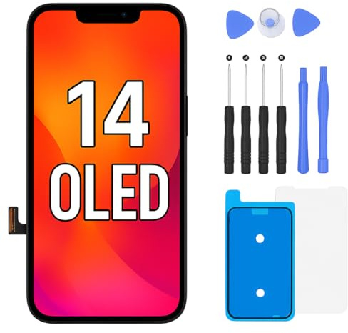 FTDLCD® Bildschirm für iPhone 14 OLED Ersatz FHD 6,1 Display Touch Screen Digitizer und komplettem Reparaturset(OLED