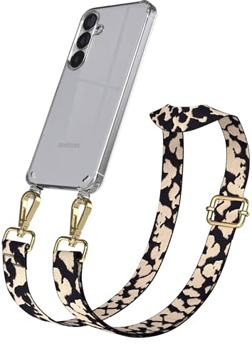 EAZY CASE Handykette - Verstellbares Taschenband kompatibel mit Galaxy S25, Schulterriemen, Handykordel mit Silikon Hülle, Umhängetasche, Taupe Camouflage Gold