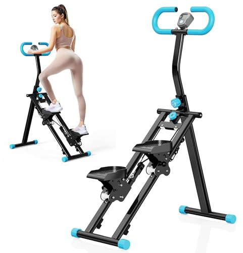 Máquina Stepper para Casa con Manillar, Escaladora Vertical Ajustable | Stepper para casa con manillar estable, 3 alturas ajustables y diseño compacto para entrenamiento cómodo y de cuerpo completo