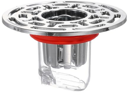 QUARKZMAN Sifone Antiodore Per Pavimento, Coprisifone ABS Tappo Doccia Preventore Di Riflusso Adatto Per Tubi Da 1.3-1.7 Bagno Cucina, Argento/Trasparente