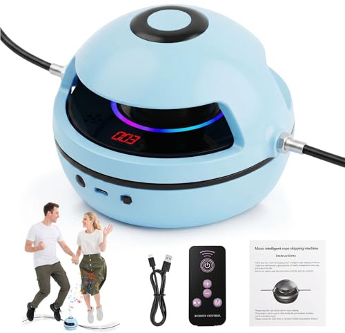 Mapille Corda per Saltare Elettrica Elettronica Intelligente Automatica, Macchina per Saltare la Corda con Telecomando, 10 Livelli 70–160 RPM, Musica Wireless, per Bambini e Adulti