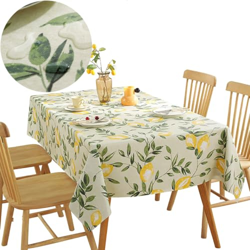 Wachstuchtischdecke, 140 x 220 cm Rechteckig Wachstischdecke, Abwaschbare Tischdecke, PVC Wasserdicht Schmutzabweisend Table Cloth, Tischtuch für Hochzeit, Wohnzimmer, Esszimmer, Balkon