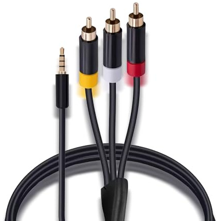 Replacement audio cable AV cable RCA composite cable compatible with Microsoft Xbox 360 E console（6FT/1.8M