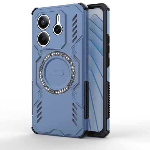 Techsuit für Xiaomi Redmi Note 14 5G Hülle mit Magnetring, Stoßfest, Verstärkte Ecken, Kameraschutz, Anti Rutsch Textur, Erhöhte Kanten, ArmorMag Case Series, PC TPU Hybrid, Blau