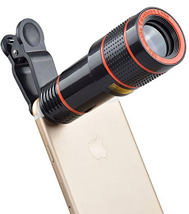 12X Handy Teleobjektiv, Telefon-Kamera-Objektiv-Set, Universelles optisches Teleskop-Kameraobjektiv mit universeller Klemme für X 8 7 Plus Samsung Galaxy S8 7 Huawei & Die meisten Smartphones