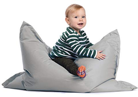 sunnypillow S Sitzsack, Outdoor & Indoor 100 x 70 cm mit 60L Styropor Füllung Sessel für Kinder & Erwachsene Sitzkissen Sofa Beanbag viele Farben und Größen zur Auswahl Grau