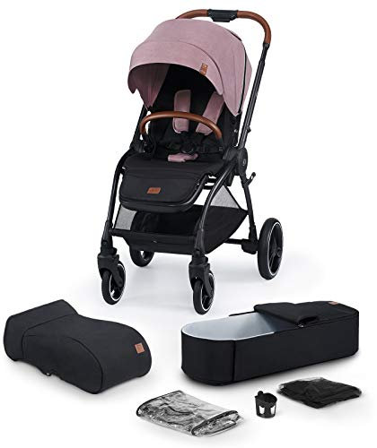 Kinderkraft Kinderwagen 2 in 1 EVOLUTION COCOON, Kinderwagenset, Kombikinderwagen, Sportwagen, mit Tragewanne, Zubehör, wasserfesten Material, UPF 50+ Filter, Zusammenklappen, bis 3 Jahre, Rosa