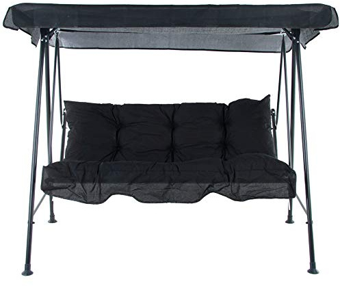 PATIO Hollywoodschaukel klein Balkon Tora Sitzfläche 138 cm mit Auflagen verstellbares Sonnendach bis 250 kg belastbar schwarz