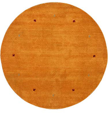 carpetfine Wollteppich Gabbeh Uni Rund Gelb Ø 150 | Moderner Teppich für Wohn- und Schlafzimmer