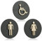 WC Schild Anthrazit Holz Toilettenschild Toilette Türschild Damen Herren (Damen Herren Behinderten, Ø 18cm)