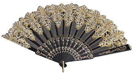 Milisten Hand Fan Chinese Style Fan Large Folding Hand Fan Bridal Hand Fan Women Fan with Tassel Festival Performance Fan Home Decorative Accessories (Black)