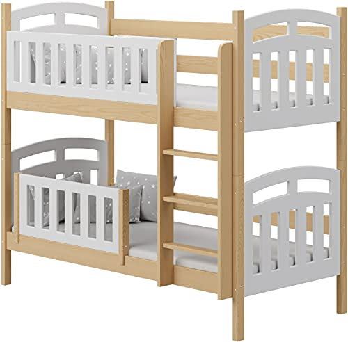 WFL GROUP Etagenbetten für Kinder 90x190 90x200 80x160 cm Massivholz Kiefer - Kinderbett - Jugendbett - 190x90 - Natürliches Kiefer