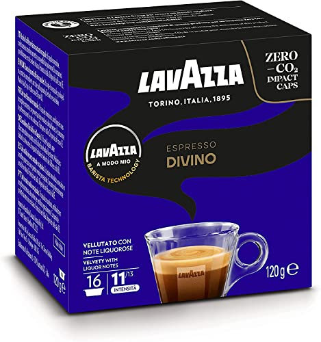 LAVAZZA - Cafe Espresso Divino - Café Capsule A Modo Mio - Intensité 11-100% Arabica - 16 Capsules Compatibles Lavazza A Modo Mio®