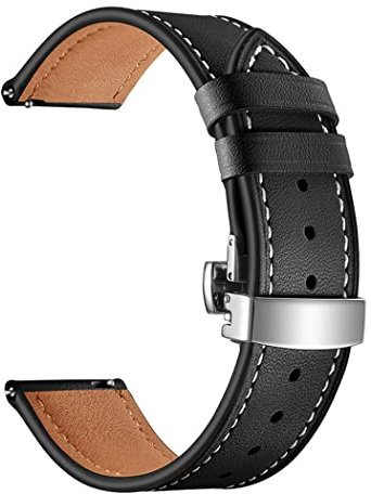 Cinturino Sportivo per Samsung Galaxy Watch 3 45mm/Galaxy Watch 46mm/Gear S3 Frontier Classic, 22mm Cinturino di Ricambio Cinturino in Vera Pelle, Bottone d'Argento Nero
