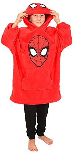 Marvel Spiderman Hoodie, Oversized Fleece Blanket Hoodie for Boys Red