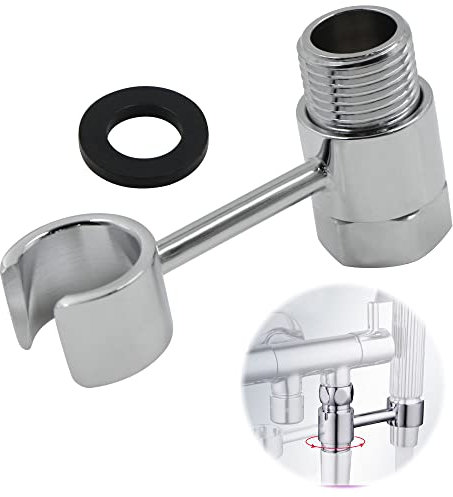 Support Pommeau Douche Douchette Accroche - Raccordement 20mm éCrou Porte Universel RéGlable 360° Pomme Mural Salles Bains Lance Toilette Main Remplaç Able Sans PerçAge Laiton Chromé