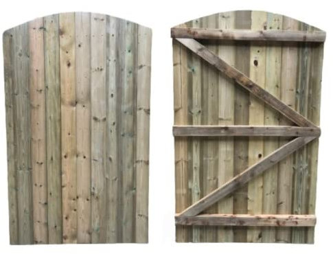 Sheds to Last - Timber Curved Top Wooden Garden Gate - Perfect Side Gate for Gardens with Tongue & Groove Cladding. Made from Pressure Treated Timber 6ft Tall - 1800mm Height x 1200mm Wide