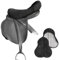 Harrison Howard Premium Comfort Sattelbezug aus Schaffell, ultimativer Fahrkomfort und Schutz, Schwarz