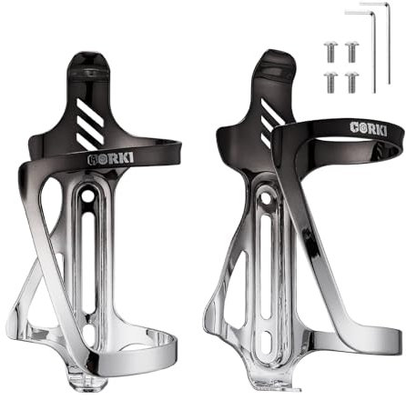 Corki Cycles Fahrrad Flaschenhalter, rechts und Links Slide-Entry Fahrrad Trinkflaschenhalter für Rennrad, MTB, Gravel Bike und E-Bike, Aluminium, Schwarz&Bunt, 2Pack Set