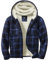 zitysport Hemdjacke Herren Hemd Sherpa Fleece Kariert Gefüttert Kapuzenpullover Fleecefutter Mantel Winter Jacke mit Taschen Flanellhemd Kariertes Männer Sweatjacke mit Kapuze(Marineblau,L)