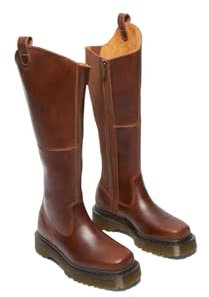 Dr. Martens Amaayah - Stivali da equitazione da donna, in pelle, alti fino al ginocchio, Butterscotch, 41 EU
