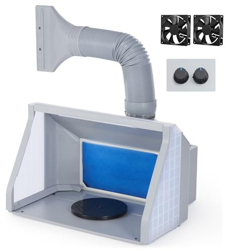 CO-Z Airbrush Spray Booth with Dual Fans and LED Lights, Portable Painting Booth with 19cm Turntable, Air Brush Booth with 9m³/min Fans 1.7m Vent for Model and Craft Painting T Shirt & Cake Decoration