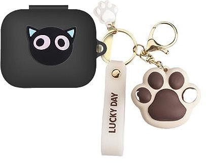 Cartoon Silicion Earphones Case Compatible with OnePlus Buds Pro 2, Cute Wireless Bluetooth Shockproof Protector Cover Earphone Charging Box with Keychain (Black)