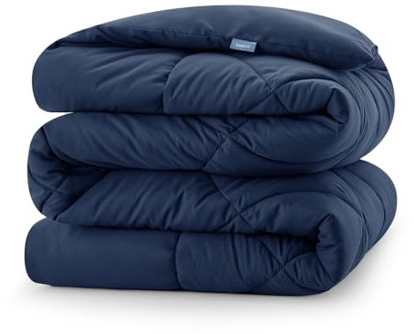 CozyLux Edredón Cama 180 Entretiempo, Relleno Nórdico 240x260 cm de Fibra 300 gr/m², Edredon Nordico Matrimonio Cama 180/160, Ligero, Suave, Transpirable para Otoño e Invierno, 260x240 cm Azul Marino