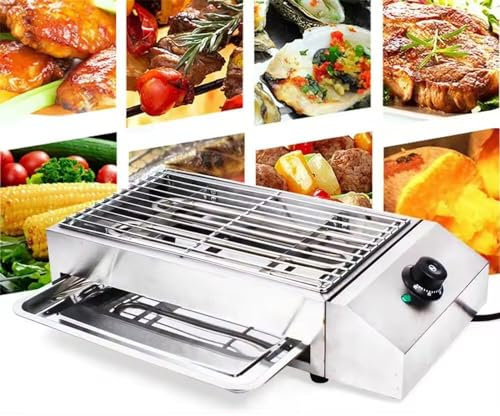 guoyjmm 2600W Griglia Elettrica Professionale, Barbecue Senza Fumo, Portatile Barbecue Grill, Barbecue Elettrico per Terrazza, Temperatura Regolabile 50-300℃