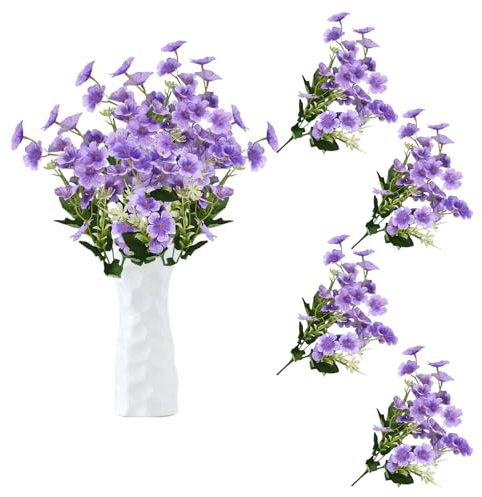 astylishome Purple Artificial Flowers Real Touch Violets Fake Flower Arrangements Simulation Bouquets with Stems Green Leaf 40cm for Home Party Outdoor Indoor 0422