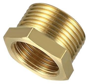 TOP-VIGOR Reduzierstück für Sechskantbuchsen, 20 mm Innengewinde auf 25 mm Außengewinde, BSP-Stecker, Messingrohrverschraubung für Gartenwasserrohre